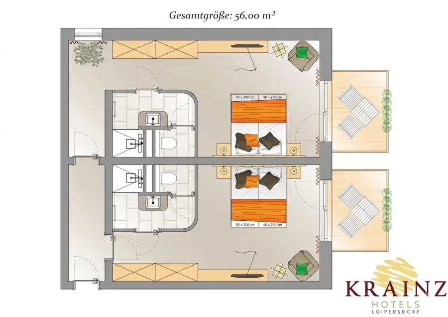 Krainz Vital & Familienhotel - Bad Loipersdorf: Two double rooms with connecting door